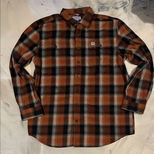 Carhartt Men's Casual Plaid Shirt - Orange and Black